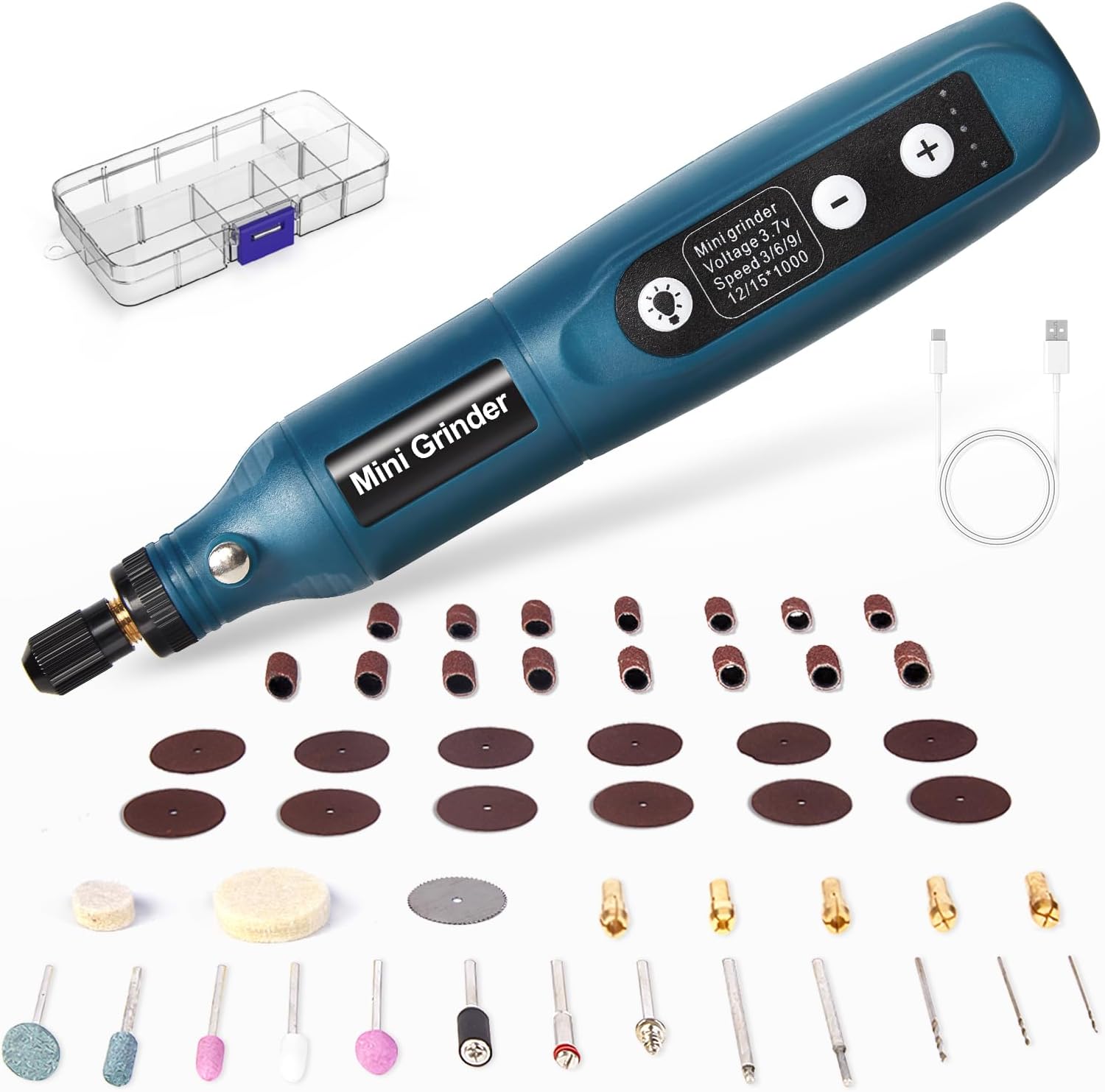 Cordless Mini Rotary Tool Set - 50Pcs Accessories 3.7V 5 Speed 3000rpm to 15000r...