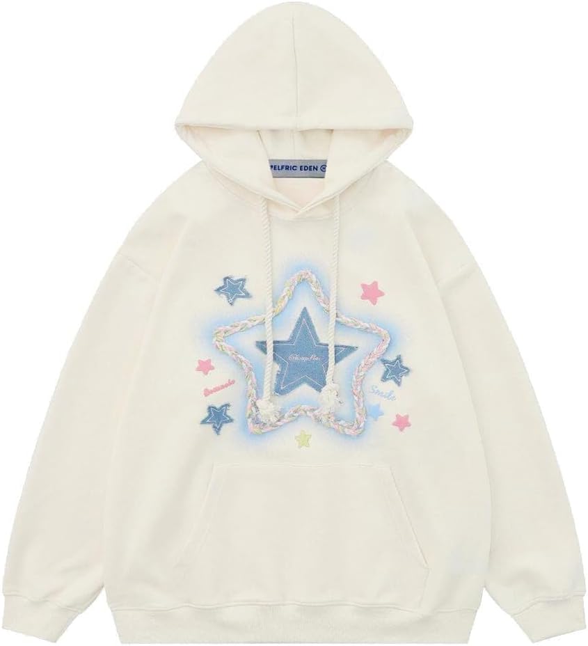 Aelfric Eden Womens Oversized Hoodies Star Graphic Fleece Hooded Streetwear Unis...