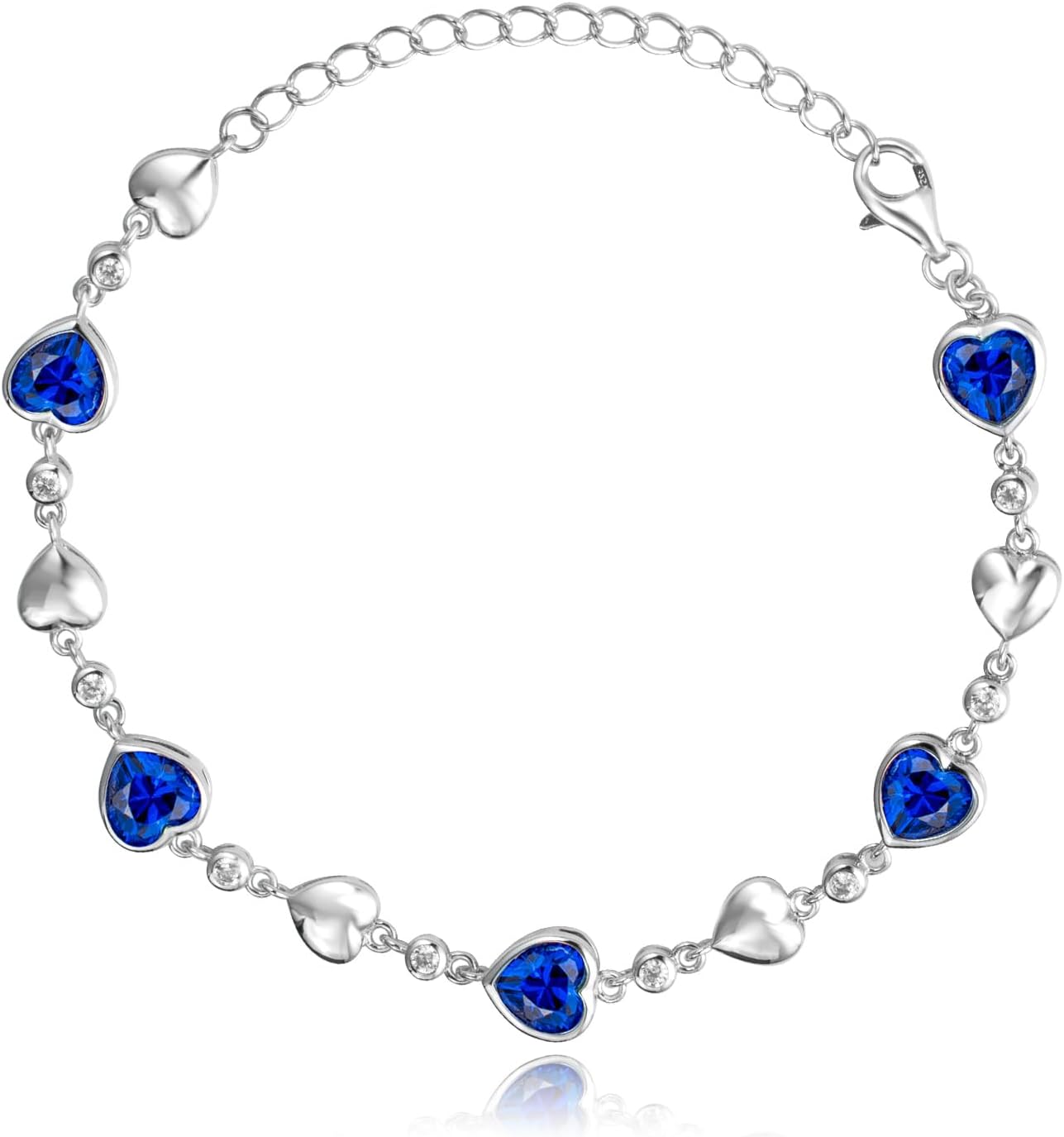 Carleen Birthstone Bracelets for Women 925 Sterling Silver Five Heart Station Cr...