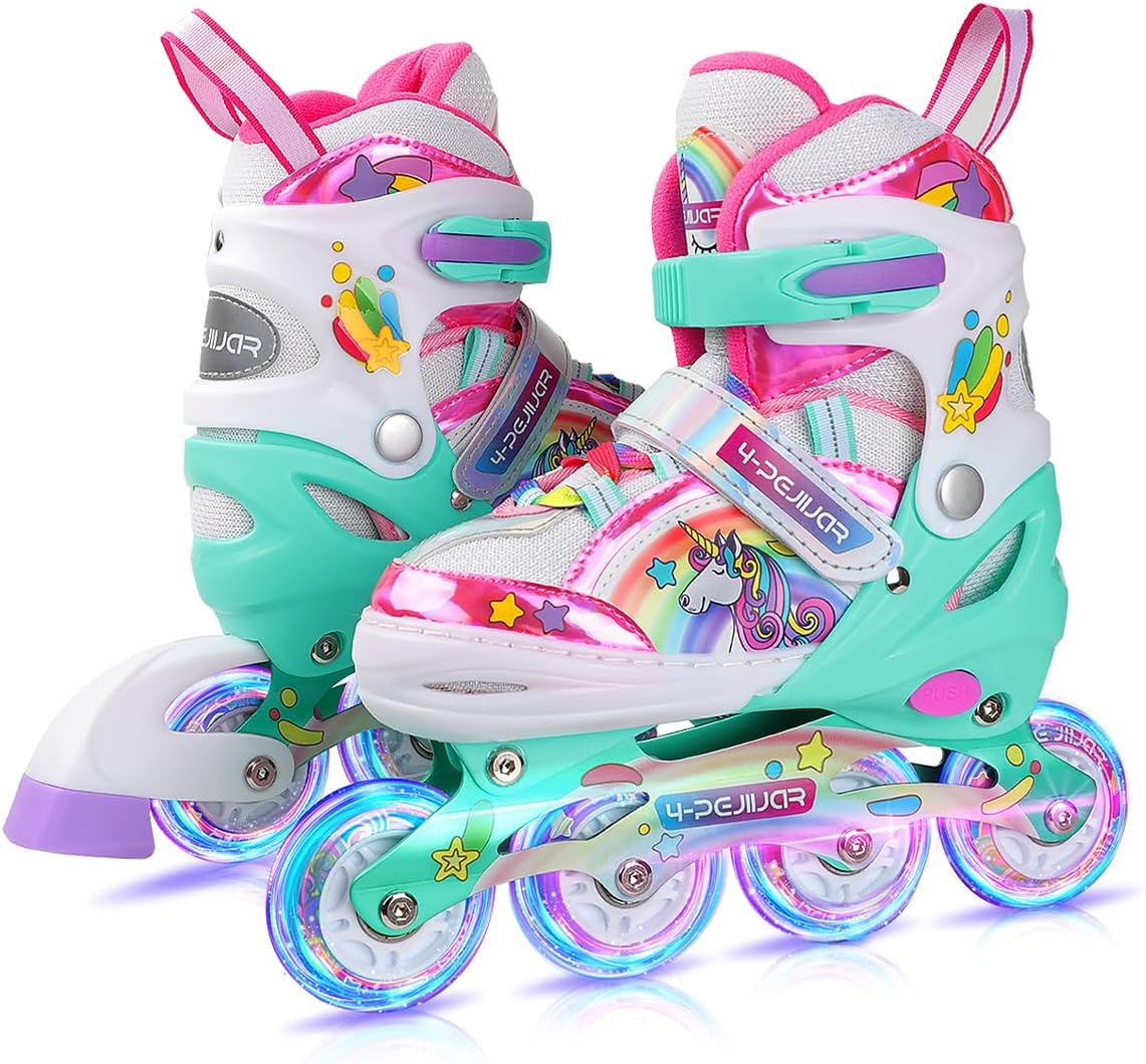 Unicorn Rainbow Inline Skates for Girls Teens Womans,4-Pejiijar Roller Skates fo...