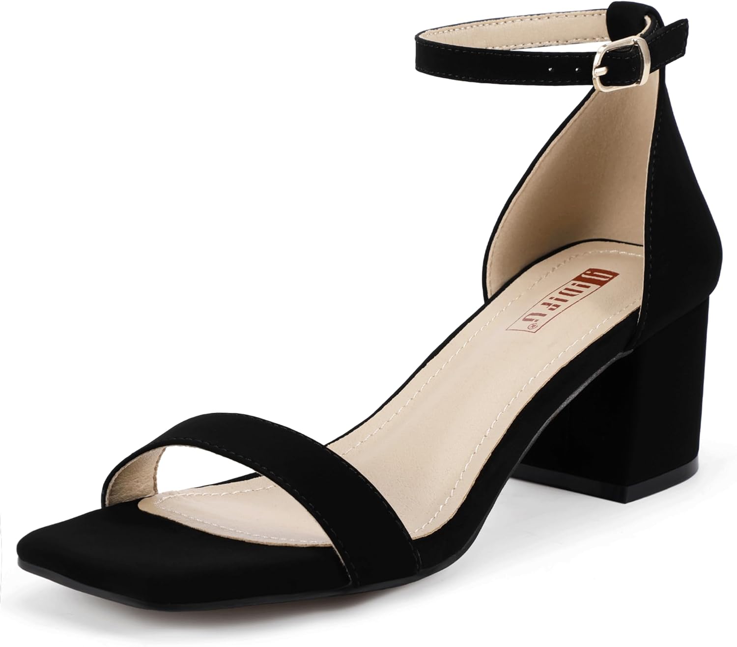 IDIFU IN2 Chunky Block Low Heels Square Open Toe Ankle Strap Short Heeled Sandal...