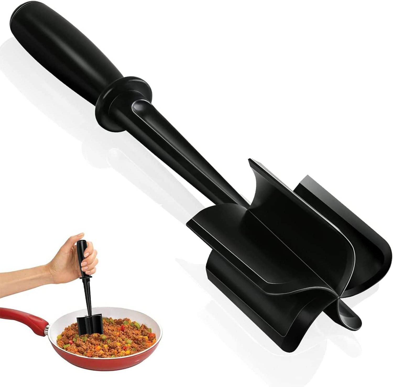 Meat Chopper, Ground Beef Masher with 5-Blade Head, Versatile High-Temp Heat-Res...