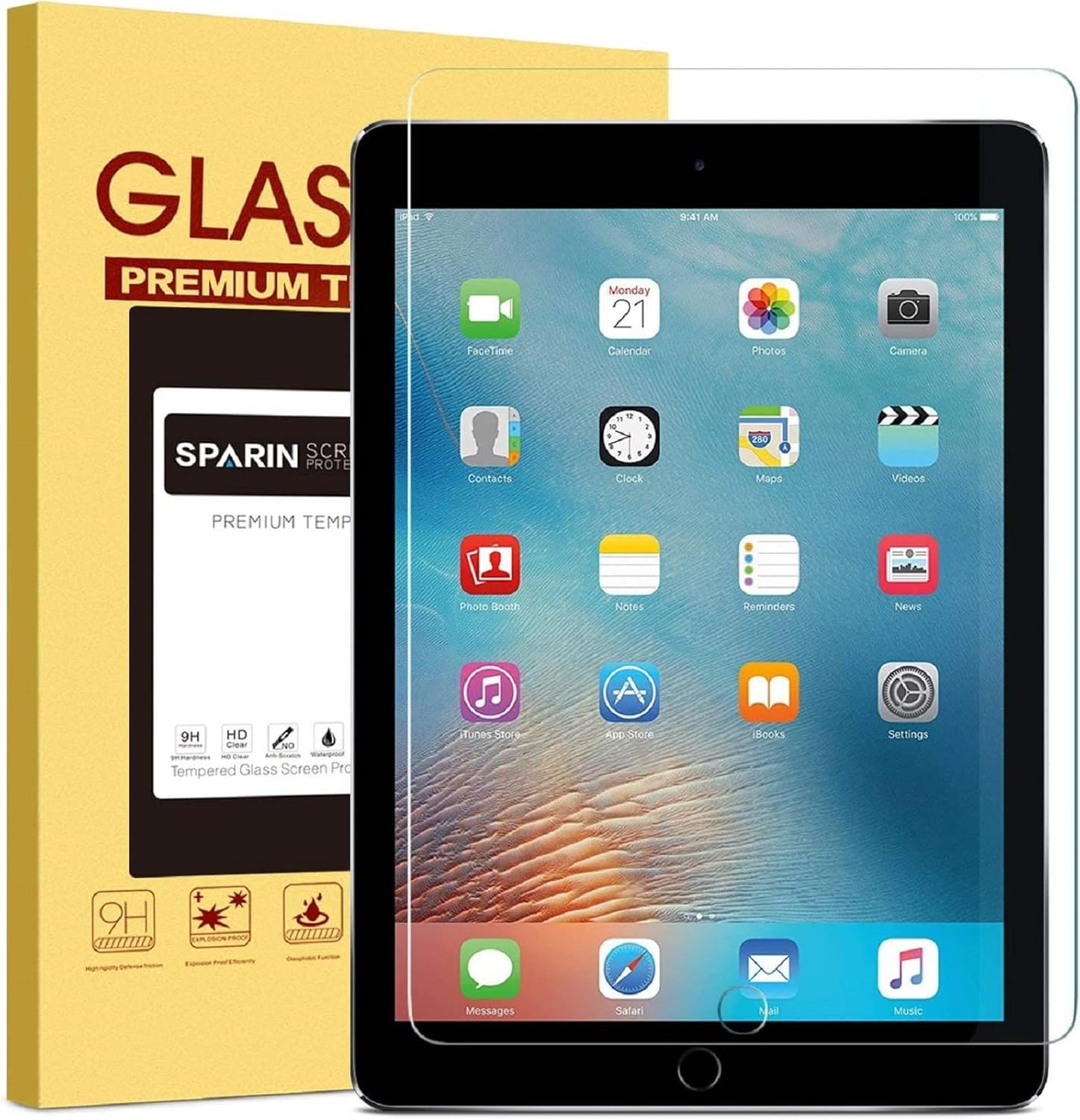 SPARIN Screen Protector for iPad 6th 5th Generation 9.7 inch, Tempered Glass Com...