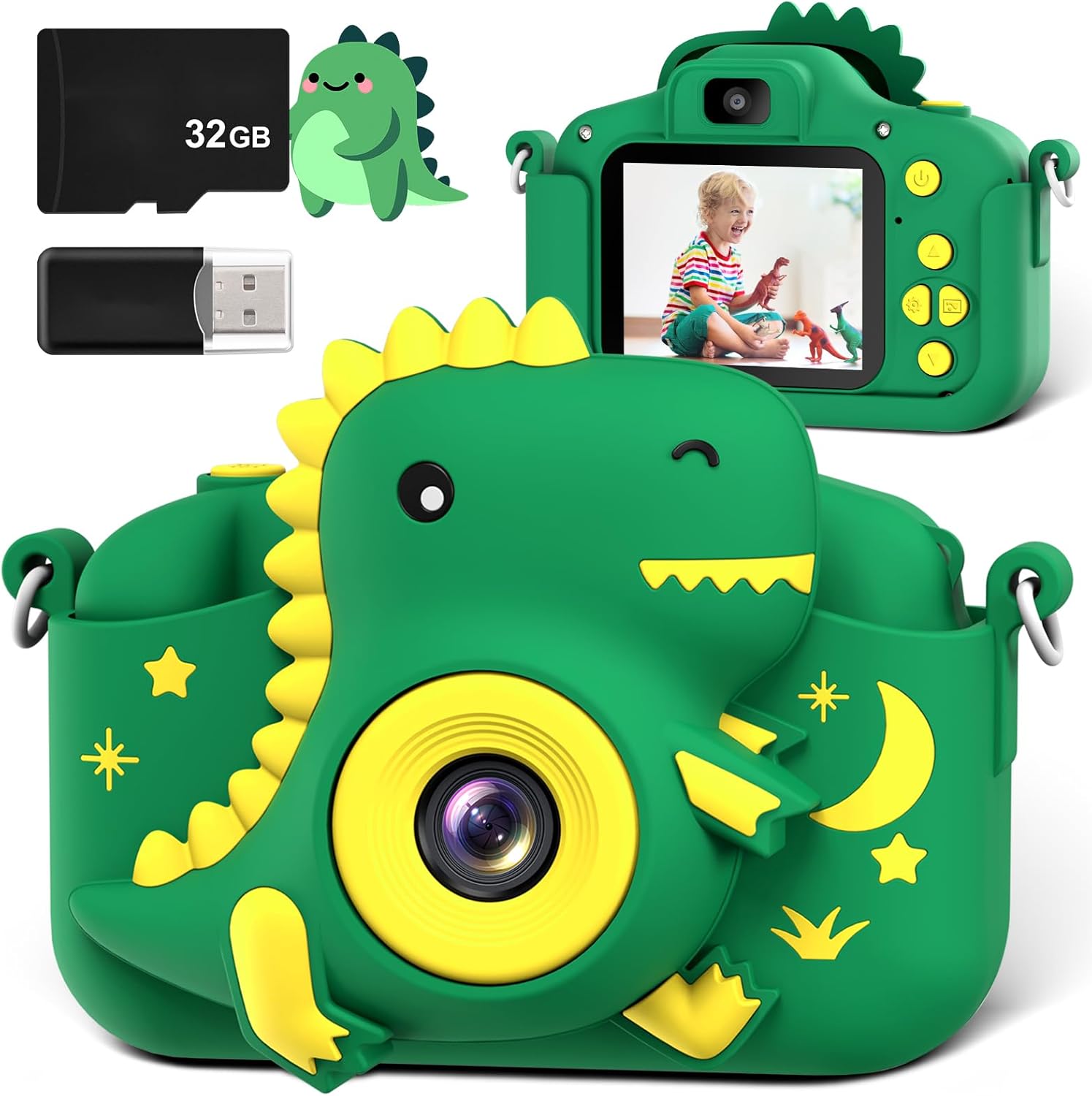 GREENKINDER Kids Camera, Kids Camera 2.0” Screen with 32GB Card, 20MP & 1080P HD...