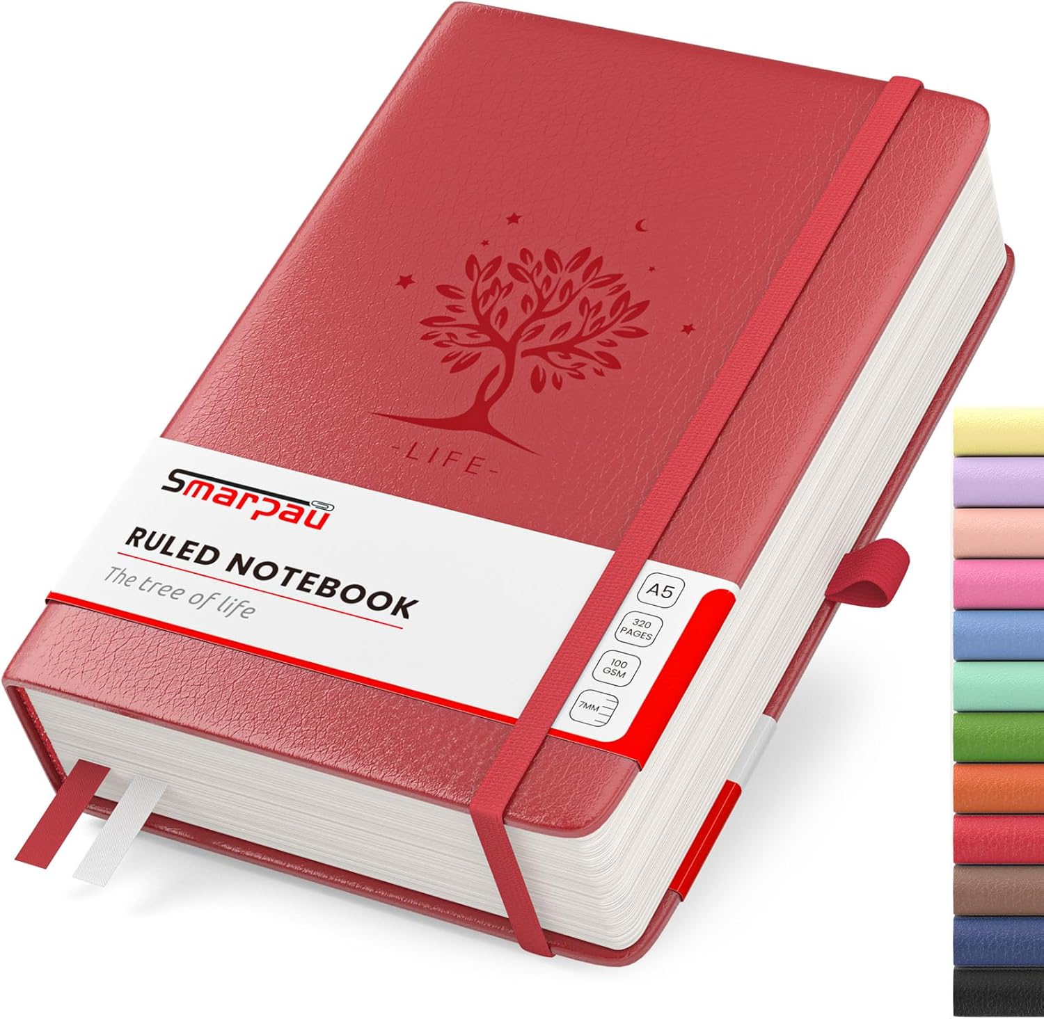 Smarpau Notebook A5, 320 Pages Thick Hardcover Lined Notebook with Sticky Notes&...