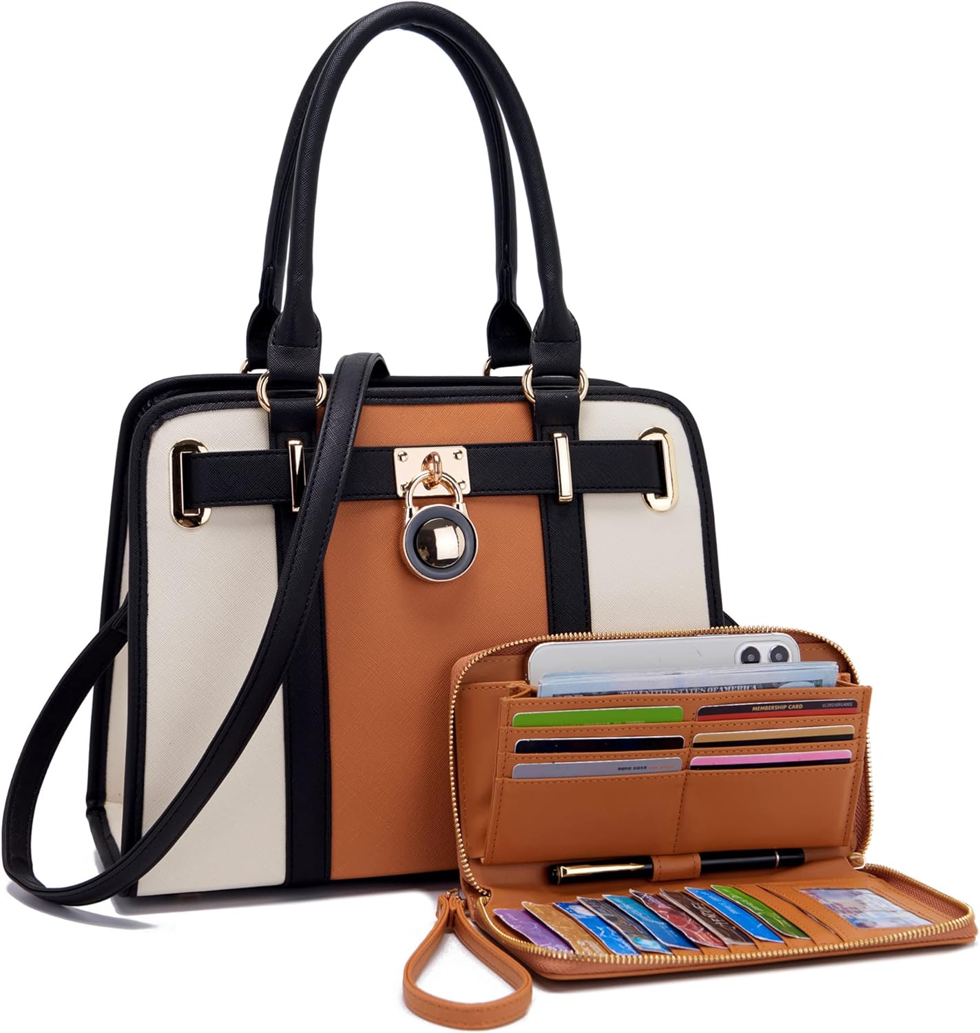 Handbags Sets For Women Shoulder Bags Top Handle Work Satchel Tote Purses Set Wi...