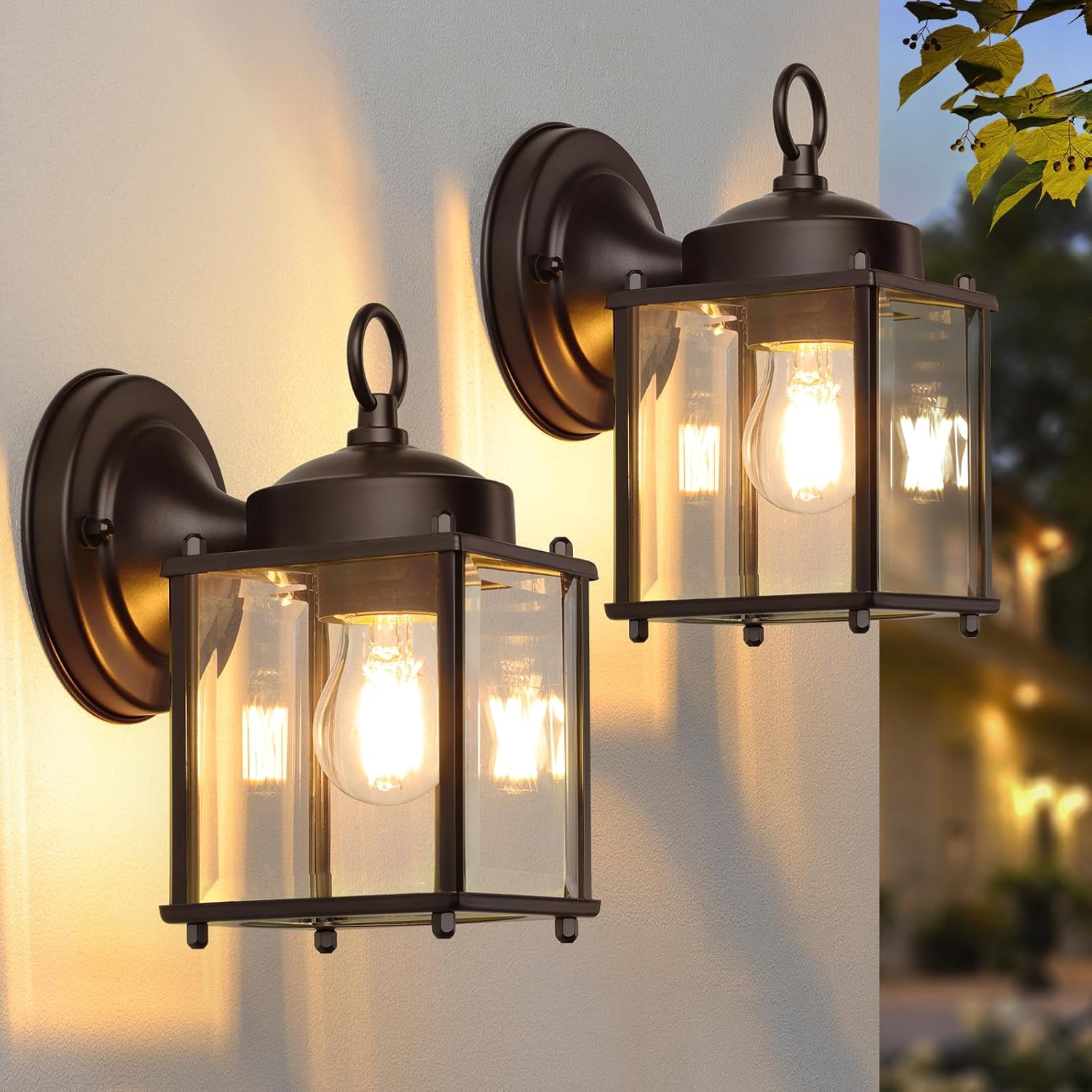 Outdoor Wall Lantern, Exterior Dark Chocolate Waterproof Wall Sconce Lighting Fi...