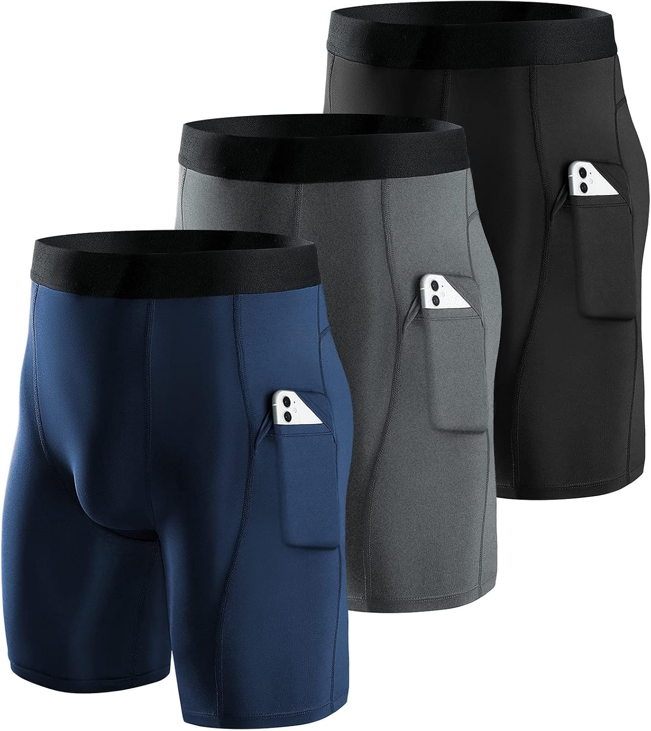 Niksa 1 or 3 Pack Mens Compression Shorts Running Base Layer Shorts Men’s Compre...