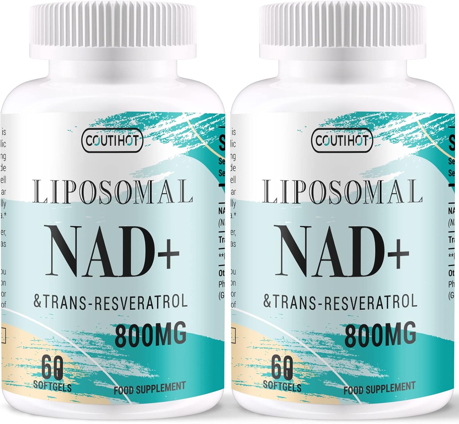 Liposomal NAD+ 500mg with Trans-Resveratrol 300mg Softgels | Actual NAD+ Supplem...