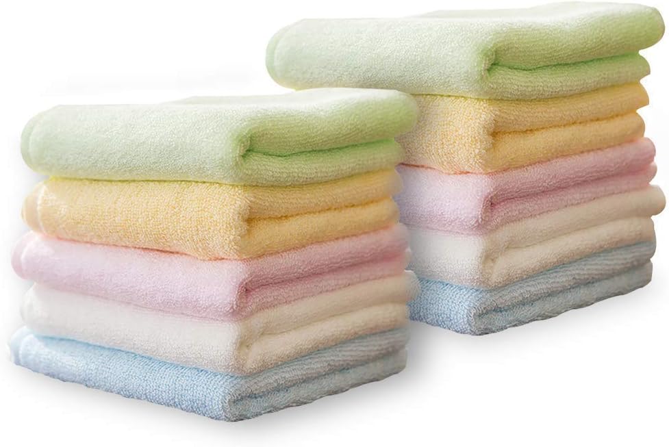 Yoofoss Bamboo Washcloth Towel Set 10 Pack Baby Wash Cloths for Bathroom-Hotel-S...