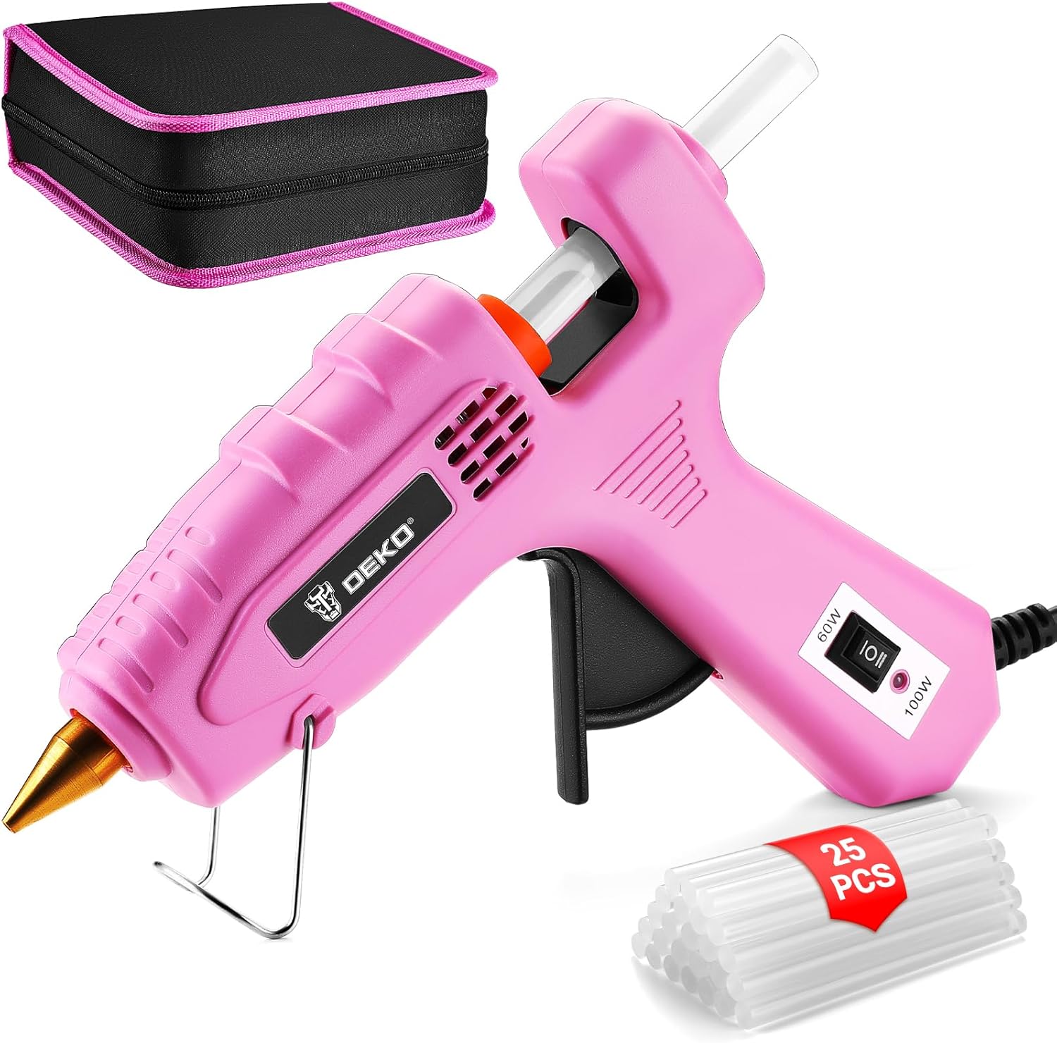 Hot Glue Gun Full Size: DEKOPRO 60/100Watt Dual Temp Hot Glue Gun Kit with 25 Gl...