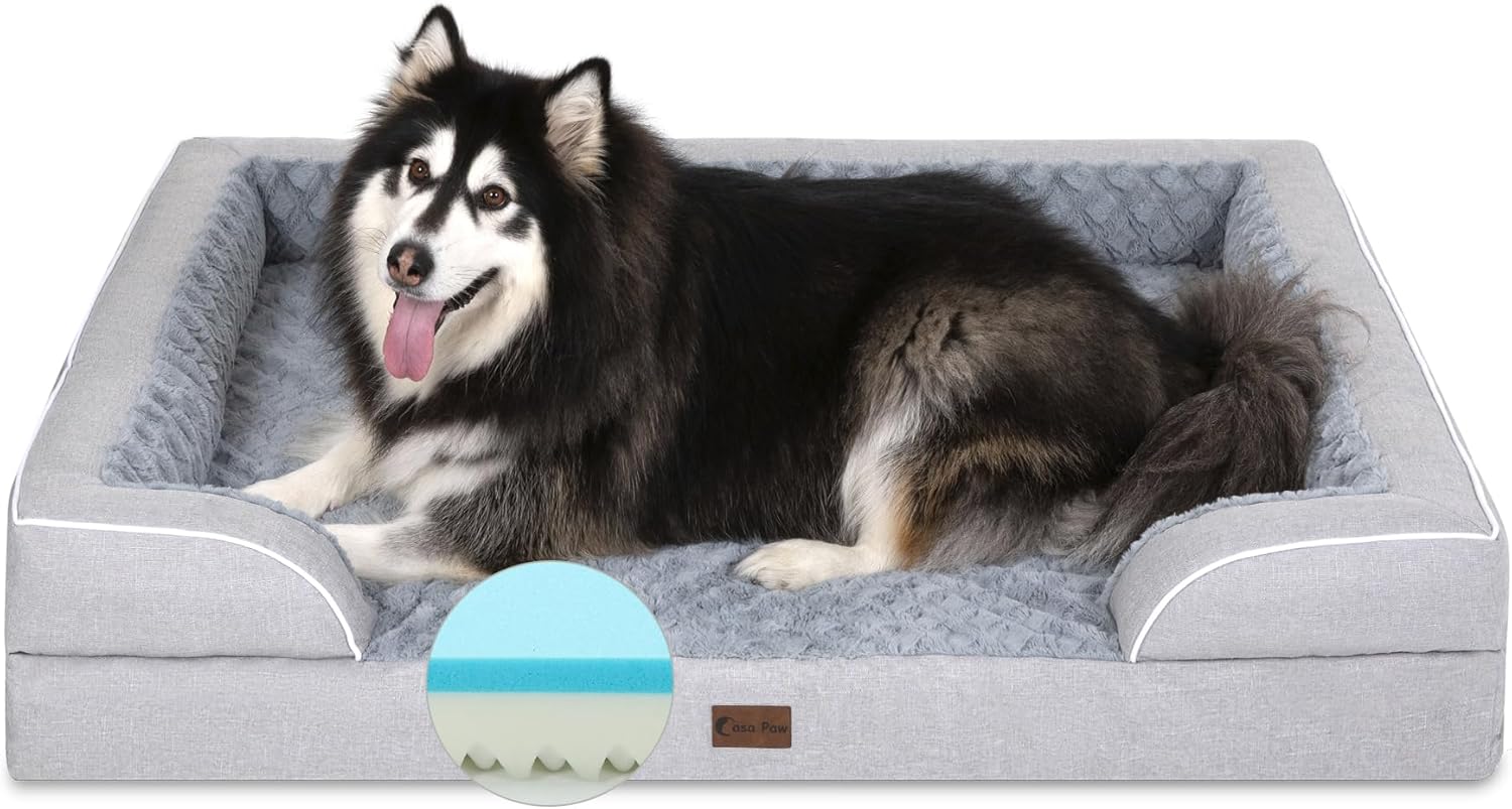 Orthopedic XXL Dog Bed for Extra Large Dogs, Waterproof Memory Foam Dog Beds wit...