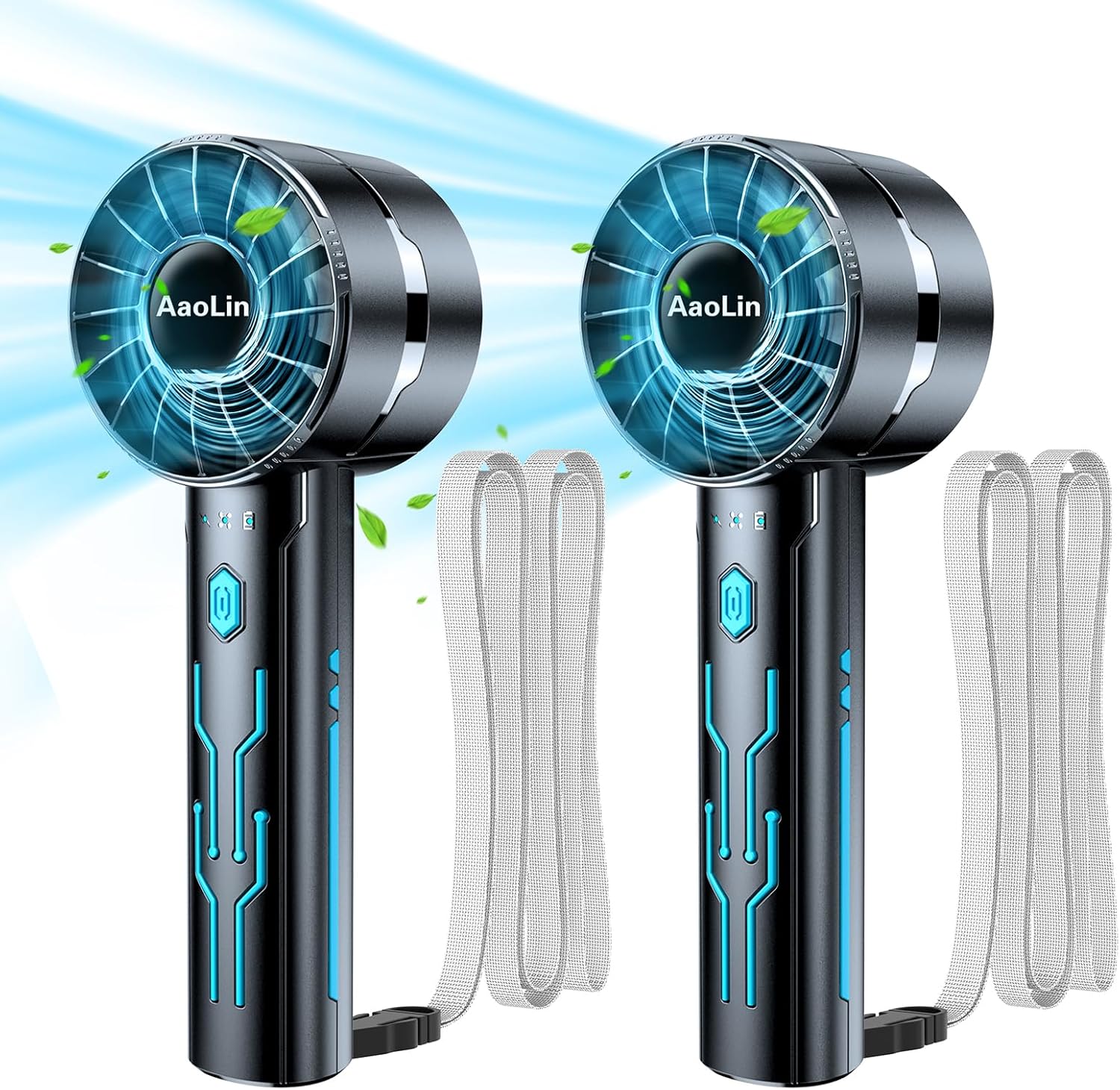 2pcs portable handheld fan personal fan portable neck fan small rechargeable fan...