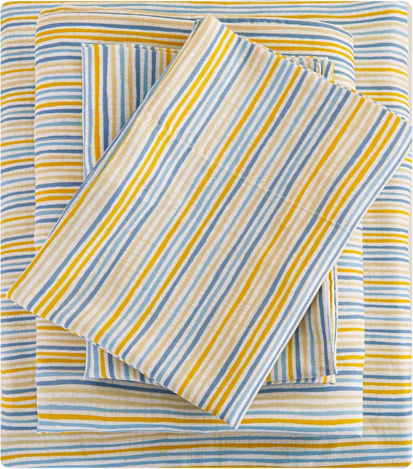 Mooreeke Striped King Bed Sheets, Deep Pocket 4 Piece King Sheet Set, Soft Micro...