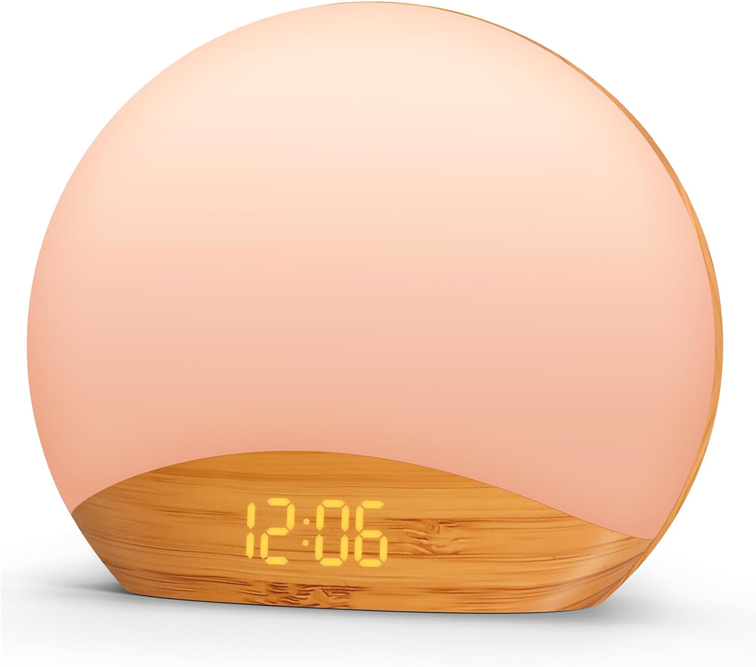 REACHER Wood Grain Sunrise Alarm Clock and Sound Machine Nightlight, Digital Dim...