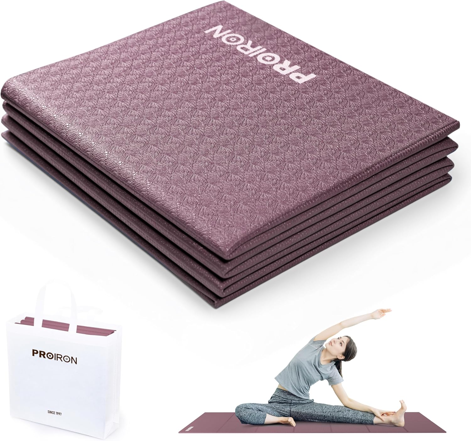 PROIRON Travel Yoga Mat Foldable 4mm/6mm, Folding Exercise Mat Non Slip TPE Yoga...