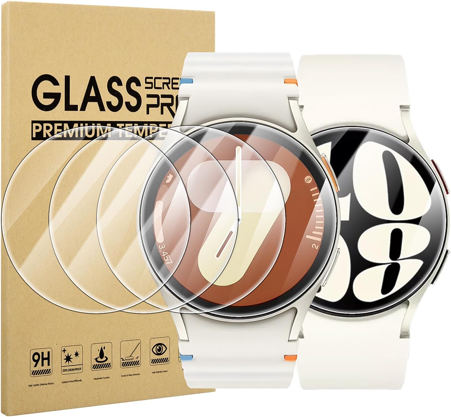 Diruite 4-Pack Screen Protector for Samsung Galaxy Watch 7/6/5/4/FE 40mm Tempere...