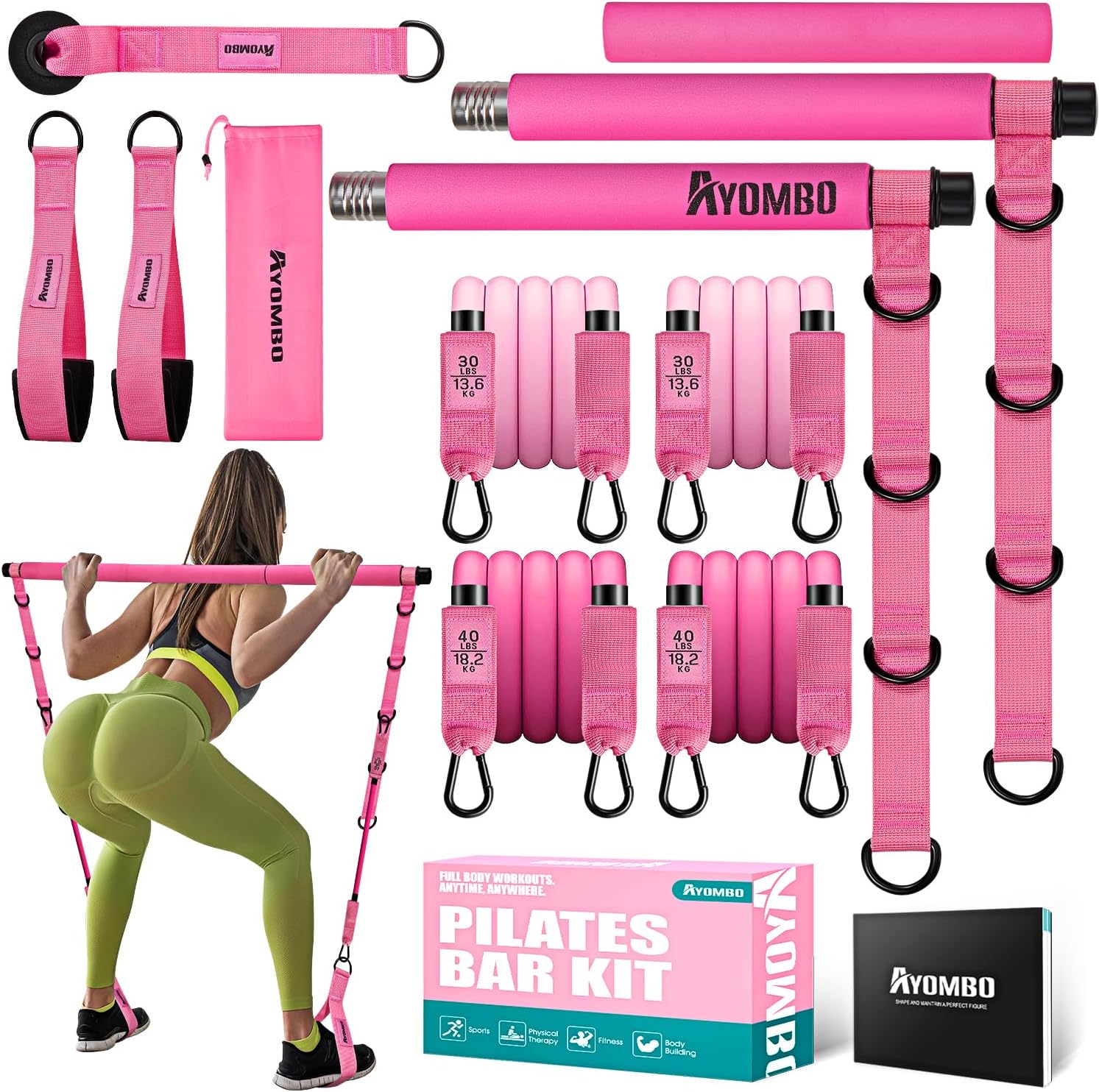 Pilates Bar Kit with Resistance Bands, Pilates Workout Equipment for Legs, Hip,...