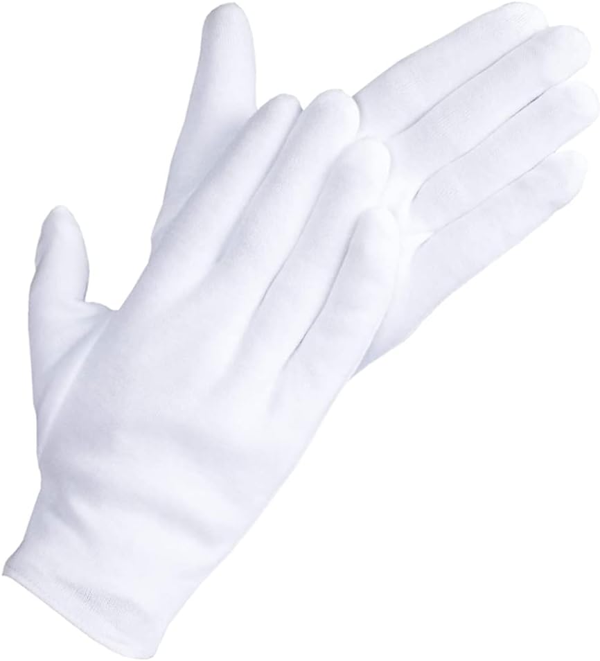 20 Pcs White Cotton Gloves| Cotton Gloves for Eczema| Cotton Gloves for Dry Hand...