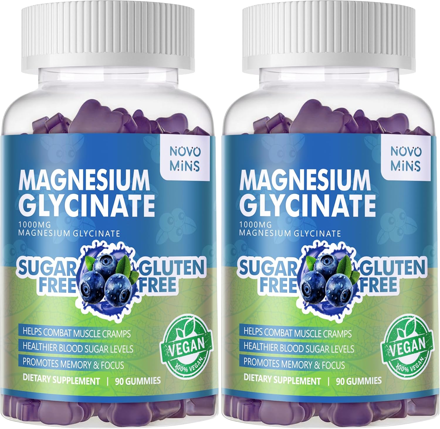 180 CT Magnesium Glycinate Gummies 1000mg - Sugar Free Magnesium Potassium Suppl...
