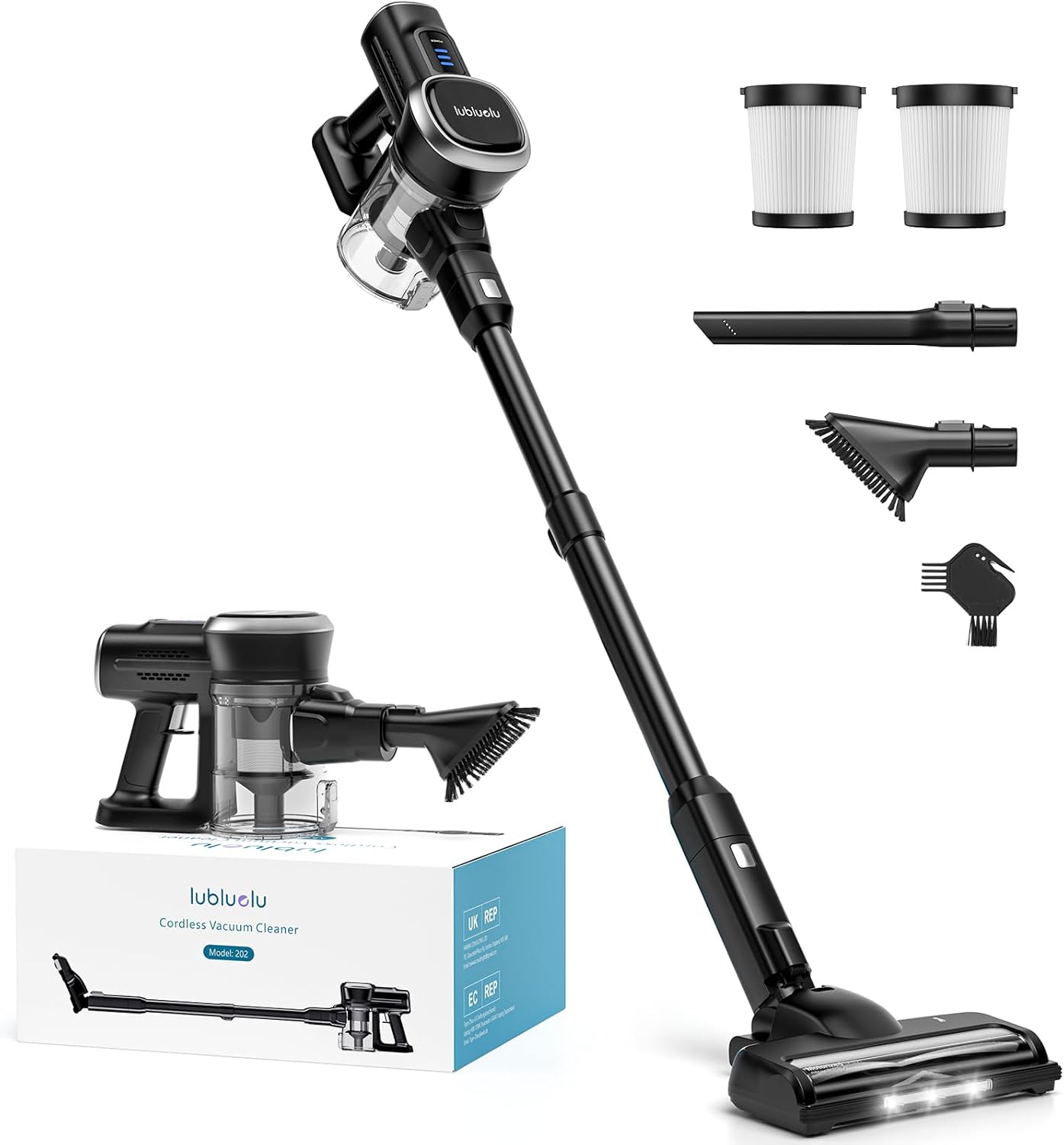 Lubluelu Cordless Vacuum Cleaner, Max 50 Mins Runtime, Stick Vacuum with Touch S...