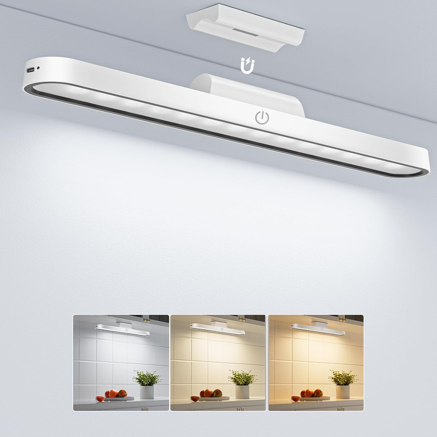 Under Cabinet Kitchen Lights, 6000K Dimmable Wireless Under Cupboard Kitchen Lig...