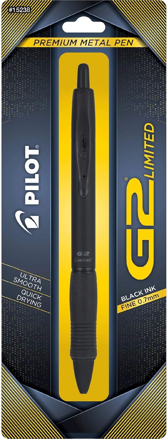 Pilot, G2 Limited Premium Gel Roller Pen, Fine Point 0.7 mm, Matte Black Barrel,...