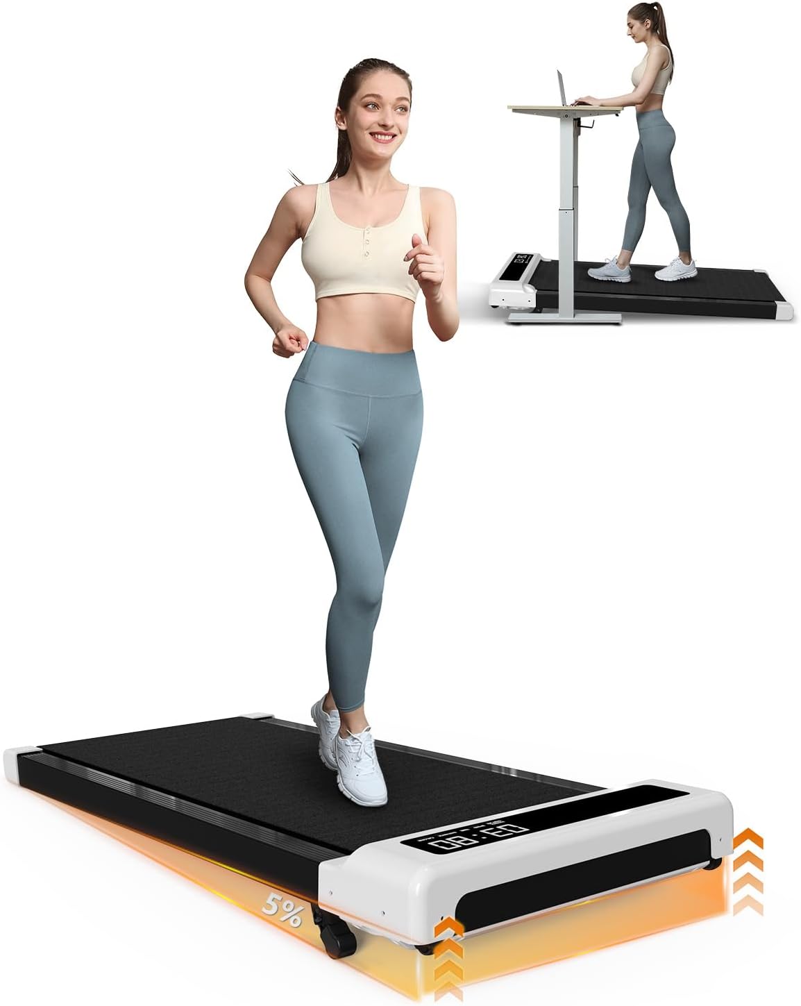Walking Pad Treadmill,Black Walking pad with Incline,2 in 1 Walking pad for Jogg...