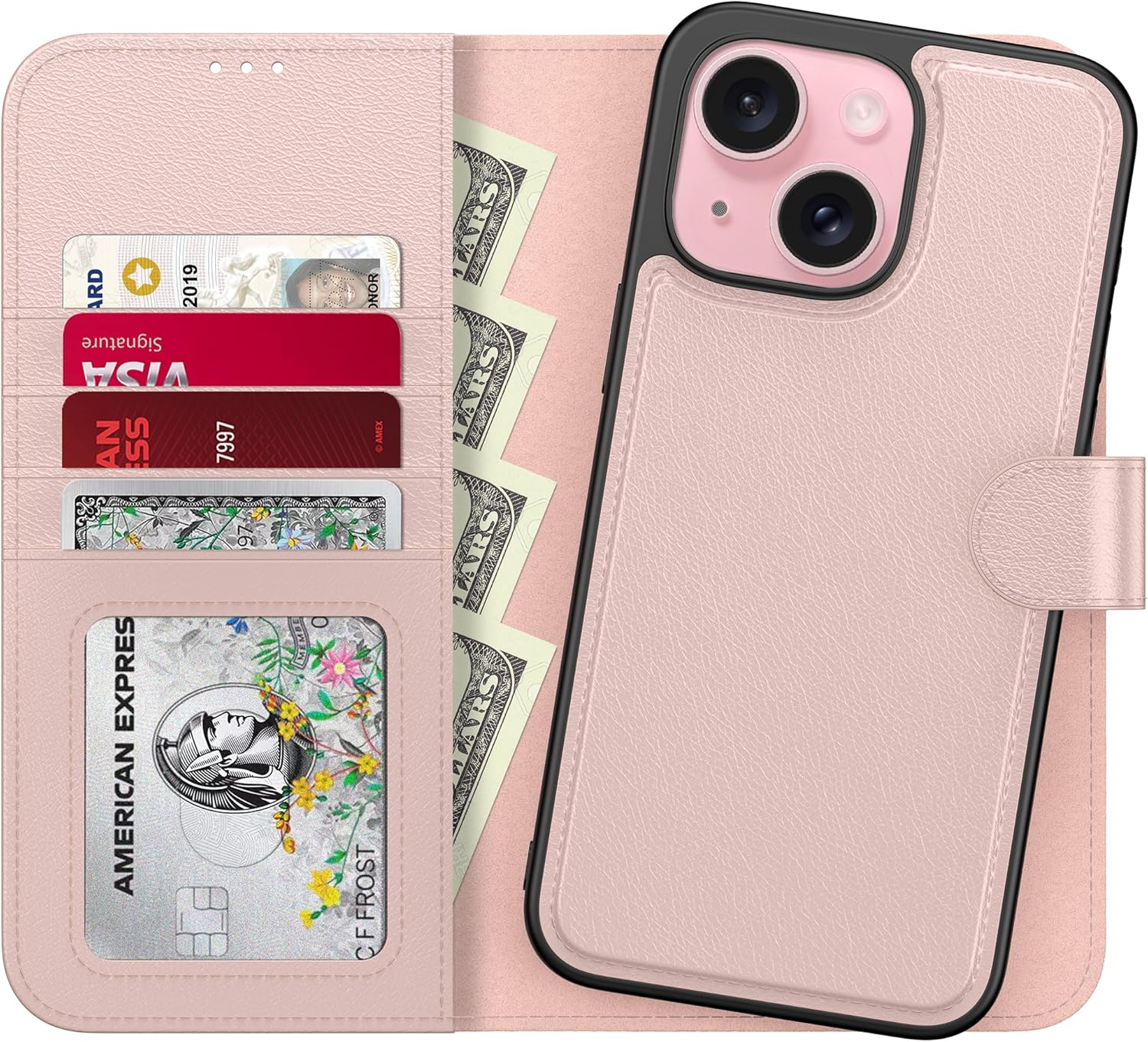 LUMARKE Designed for iPhone 13 Mini Wallet Case - Detachable Flip Folio Cover -...