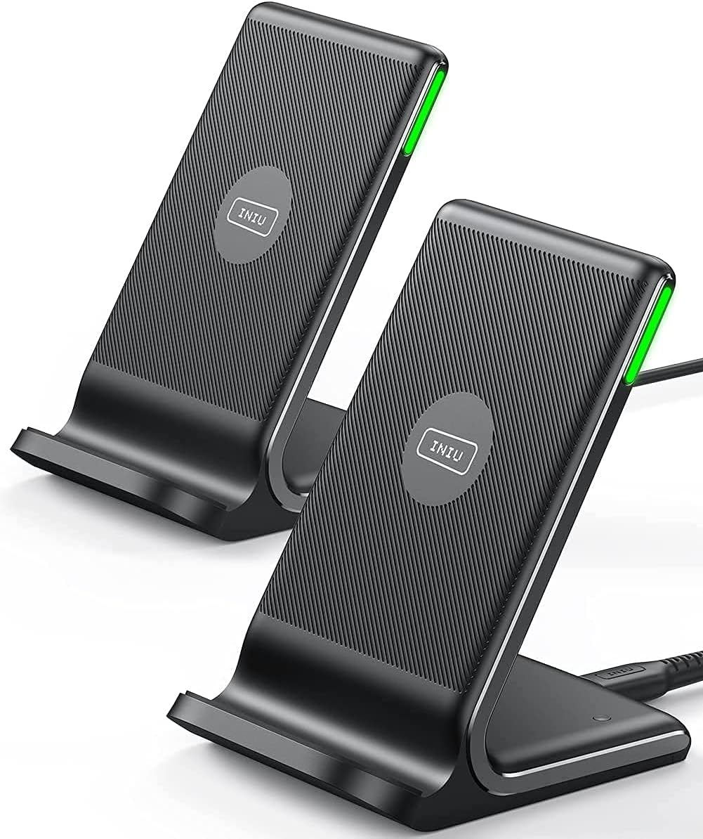 [2-Pack] Wireless Charger, INIU 15W Qi-Certified Fast Wireless Charging Stand wi...