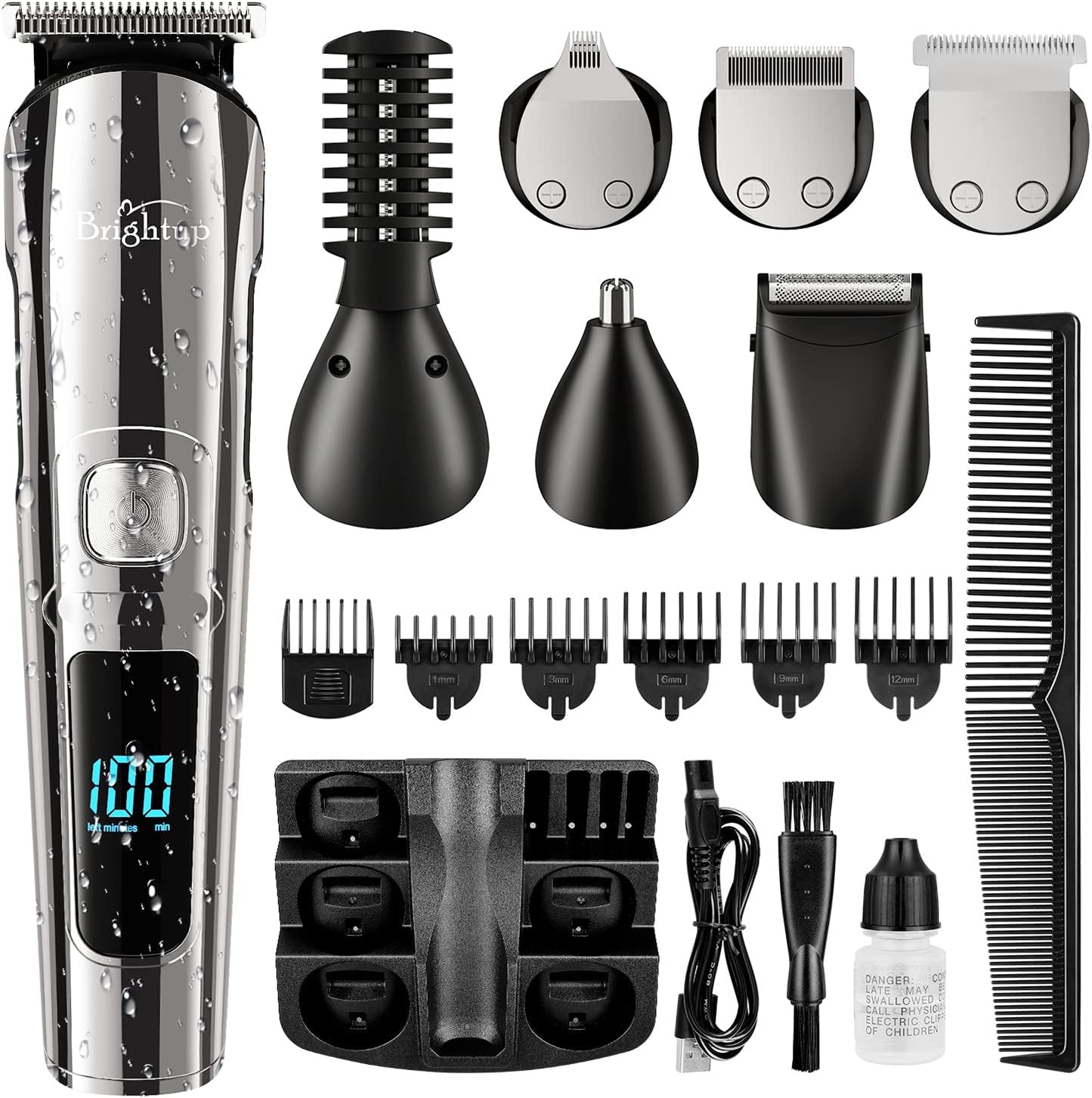 Brightup Beard Trimmer for Men - Electric Razor & Shaver, Cordless Hair Clippers...