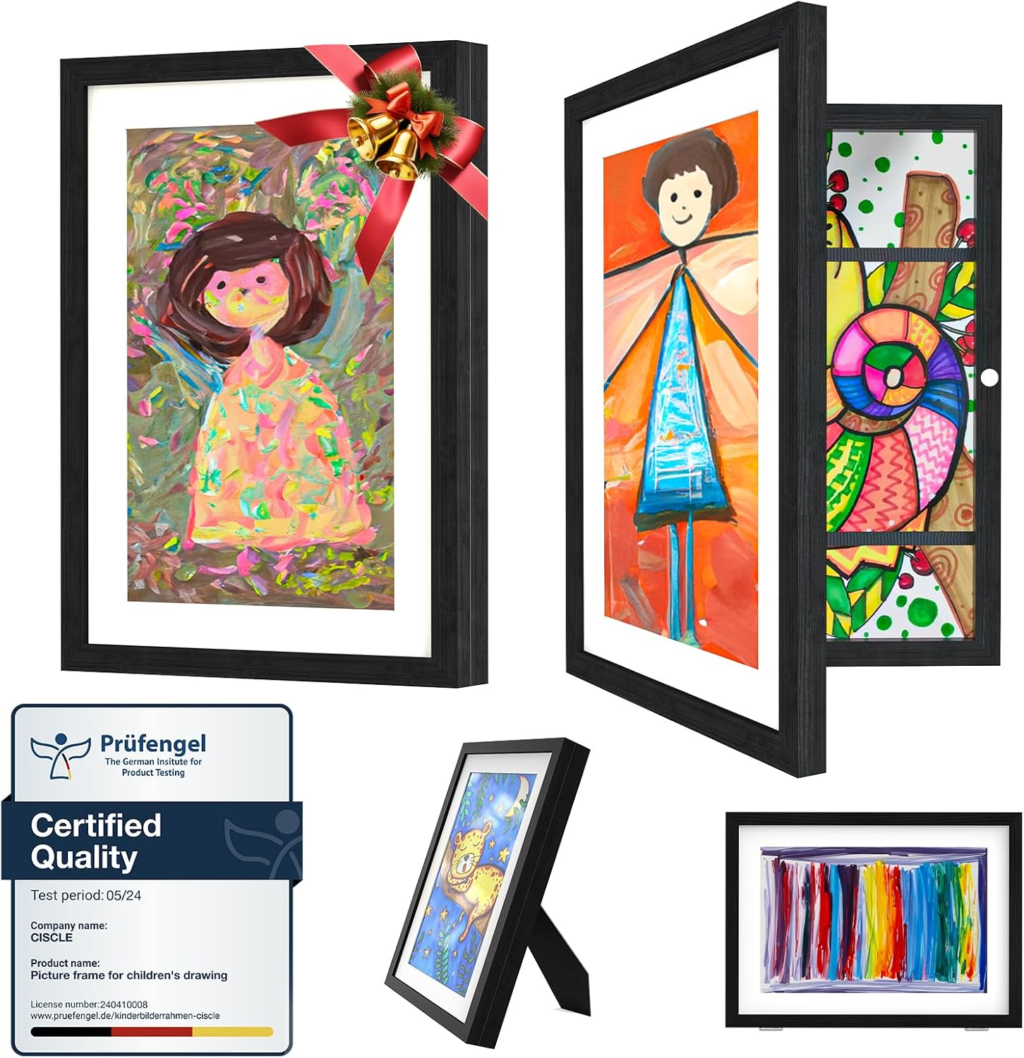 Ciscle Kids Art Frames, 2 Pack A4 Fillable Front Opening Photo Frames, Display F...