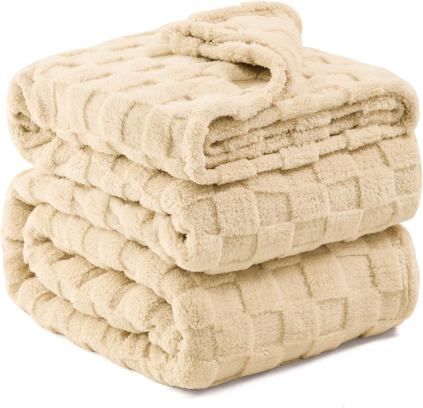 Kaisa Oversized Blankets 90"x108", Soft Fleece, Polyester, King Size, Light Brow...