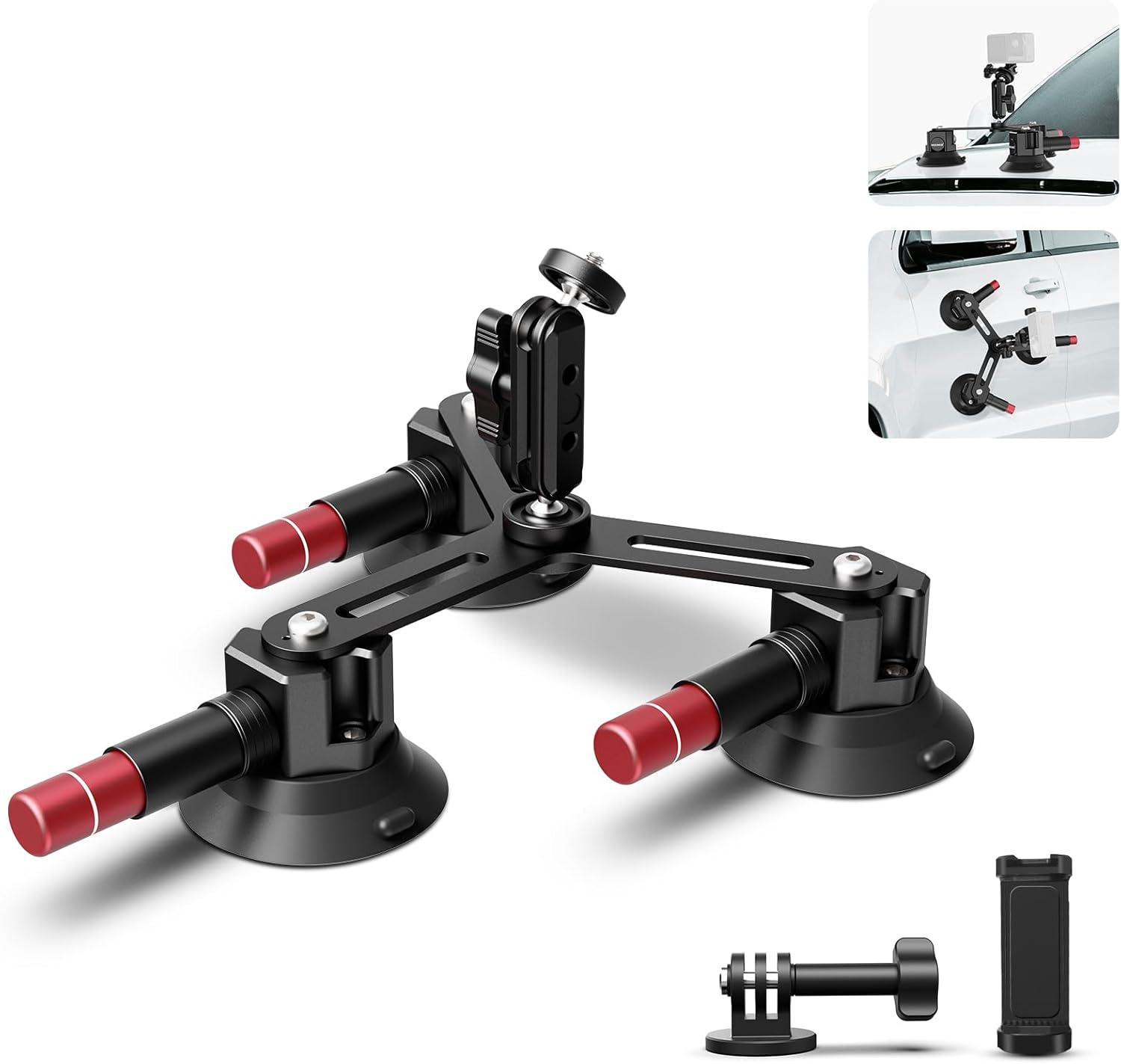 Neewer Triple Suction Cup Camera Car Mount [Simplified] with Phone Holder & Acti...