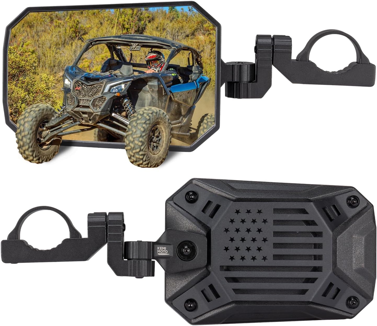KEMIMOTO UTV Side Mirrors, 2025 New Pattern Aluminum 8" x 5.3" Wide View for 1.6...