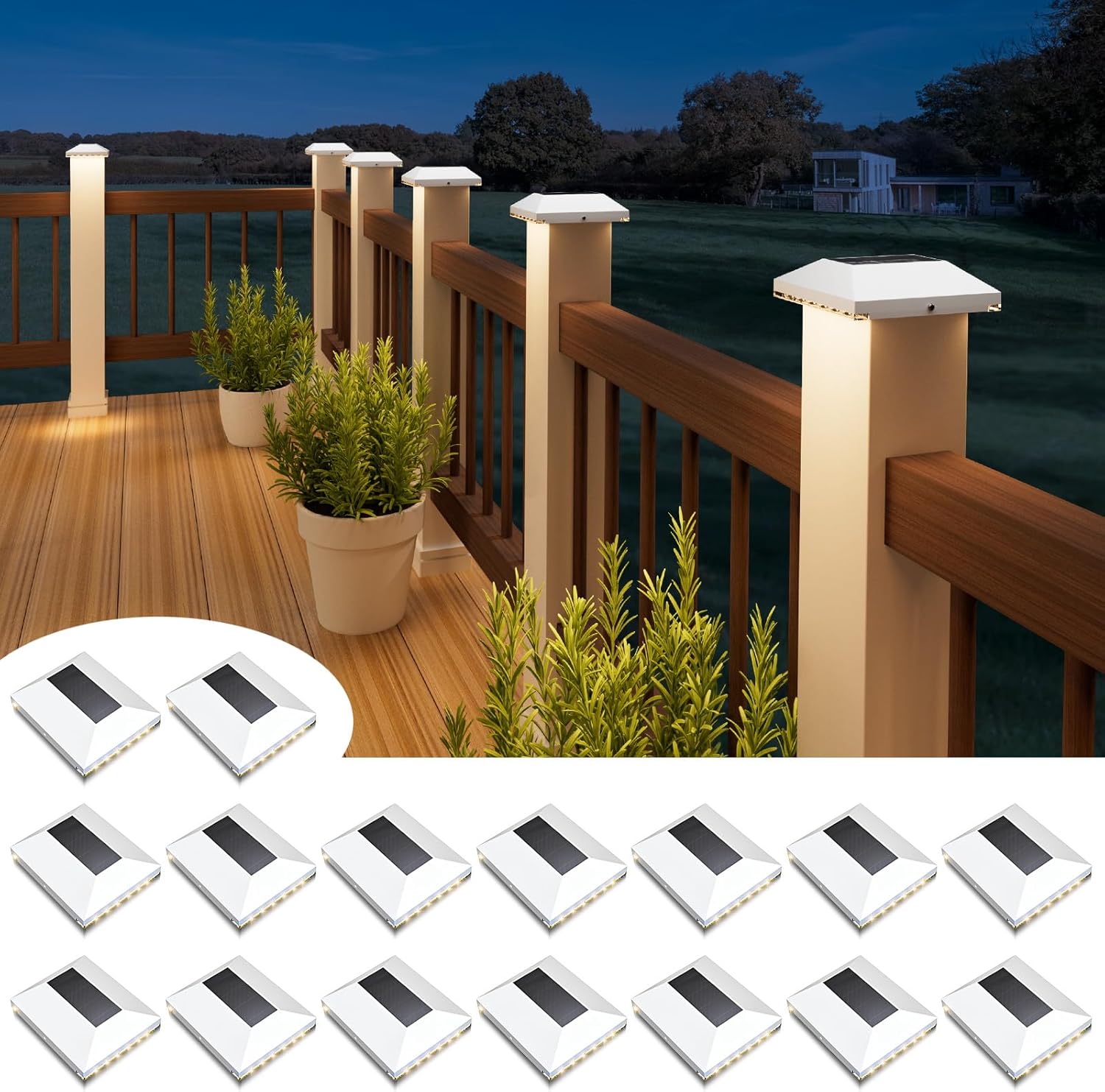 Solar Post Cap Lights Outdoor 16pack - Waterproof Solar Fence Post Lights Fit 4x...