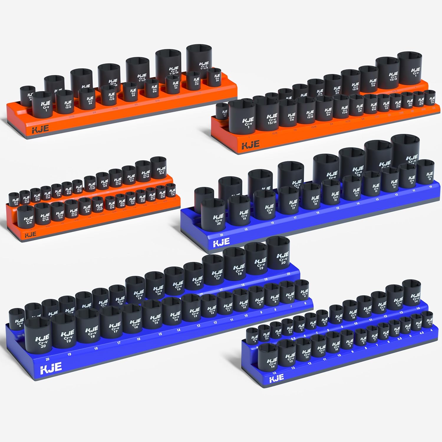 KJE Magnetic Socket Organizer Set 6 Piece, Magnetic Socket Holder Includes 1/4",...