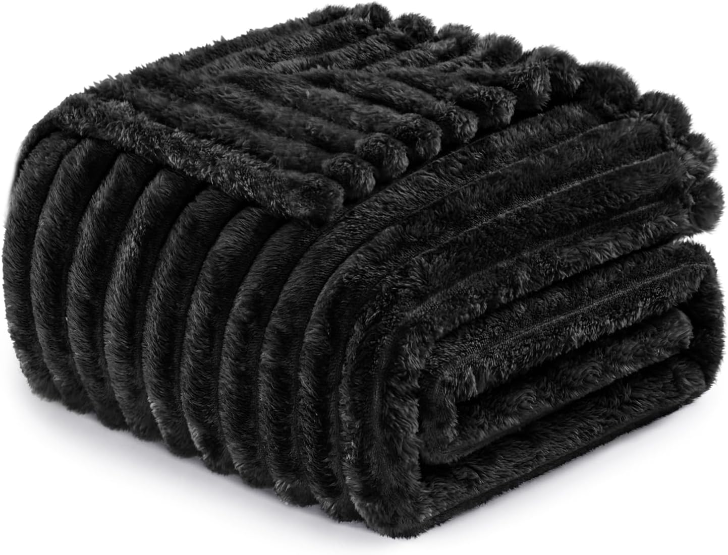 Exclusivo Mezcla Fleece Throw Blanket for Couch, Super Soft Striped Jacquard Bed...