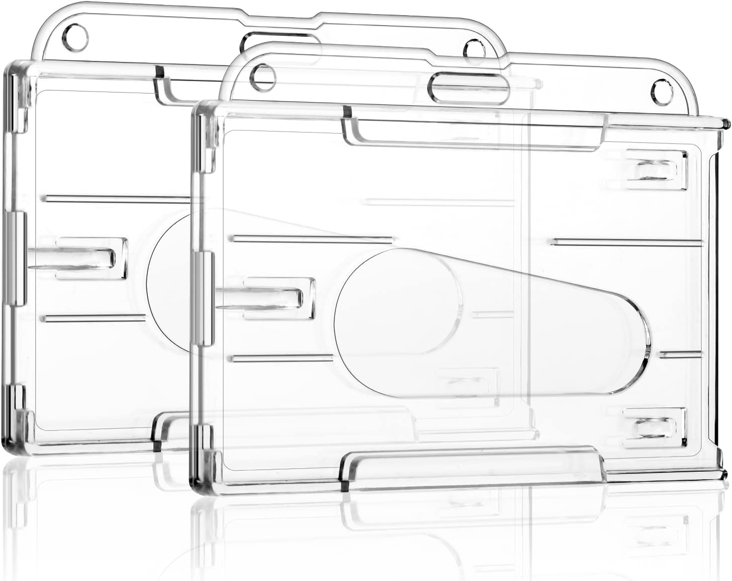 Vicloon Horizontal Card Holder, 2pcs Hard Plastic ID Credit Card, Clear Badge Ho...