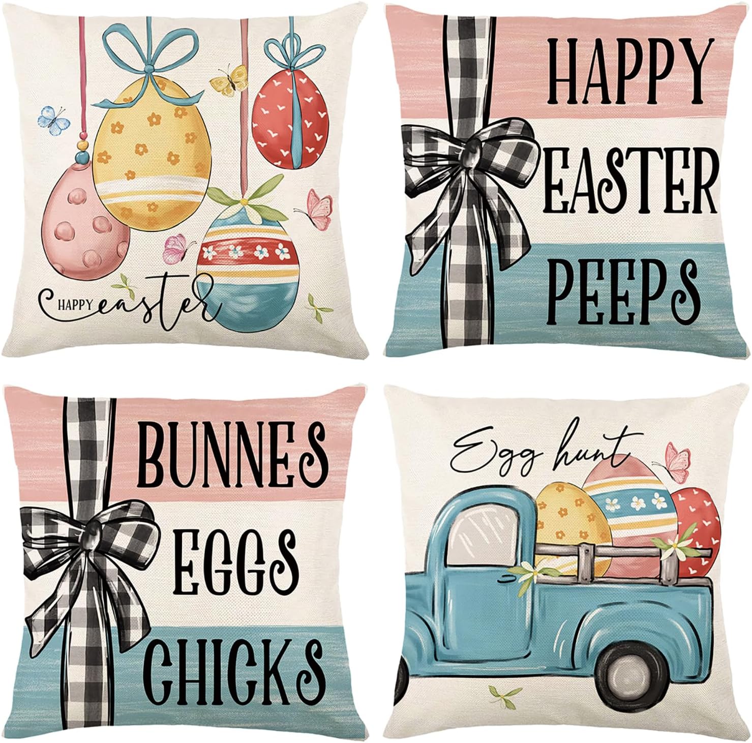 ONFAON Easter Pillow Covers 18x18 - Easter Decorations for Home, Easter Decor Cu...