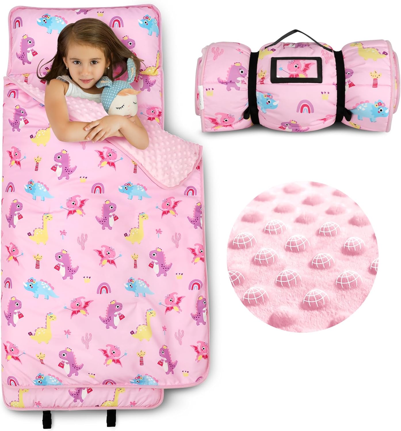 ACRABROS Toddler Nap Mat with Pillow and Blanket, Extra Large Rolled Napping Mat...