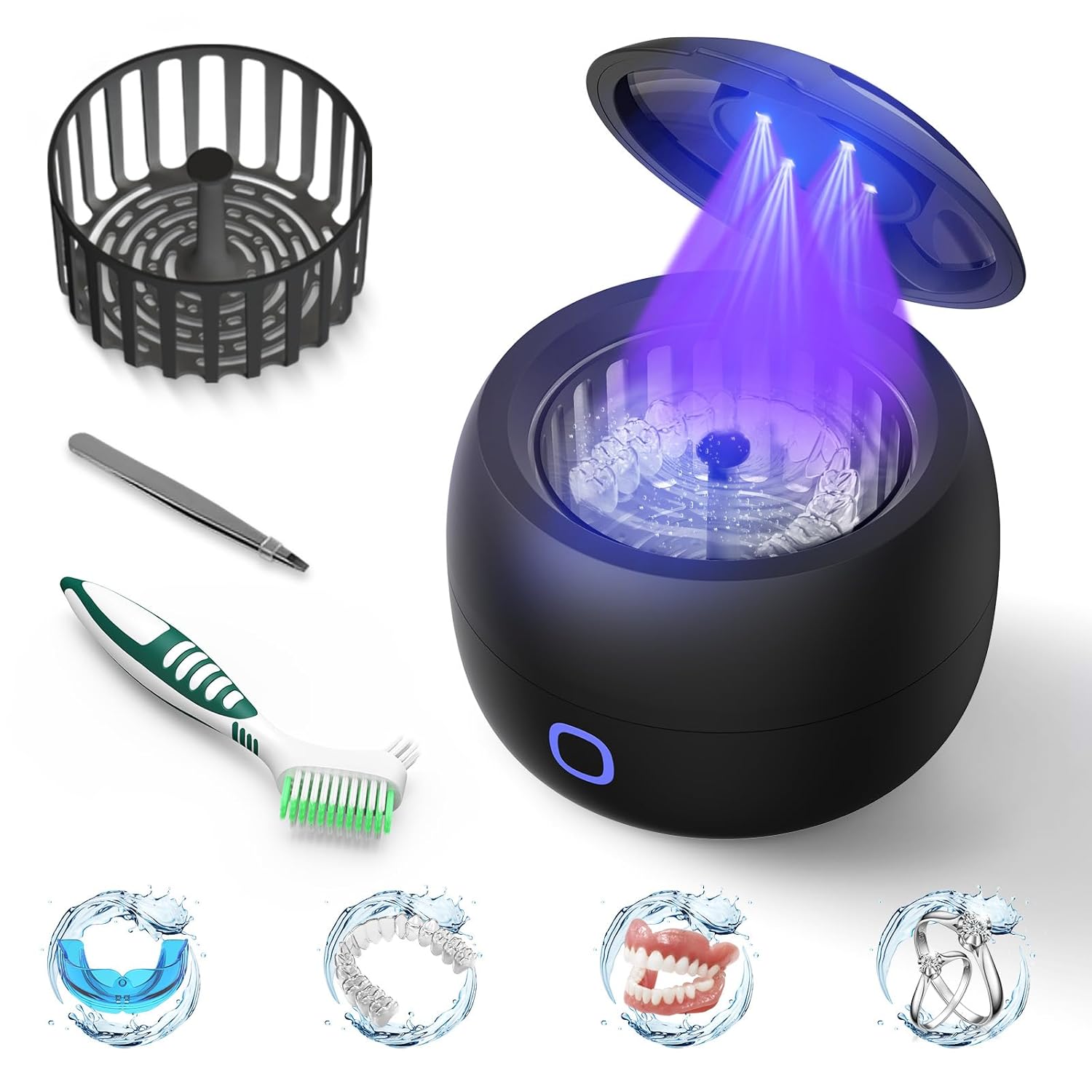 Upgraded Ultrasonic Retainer Cleaner, 45kHz Retainer Cleaner Machine for Denture...