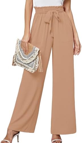 Heymoments Women's Wide Leg Lounge Pants with Pockets Lightweight High Waisted P...