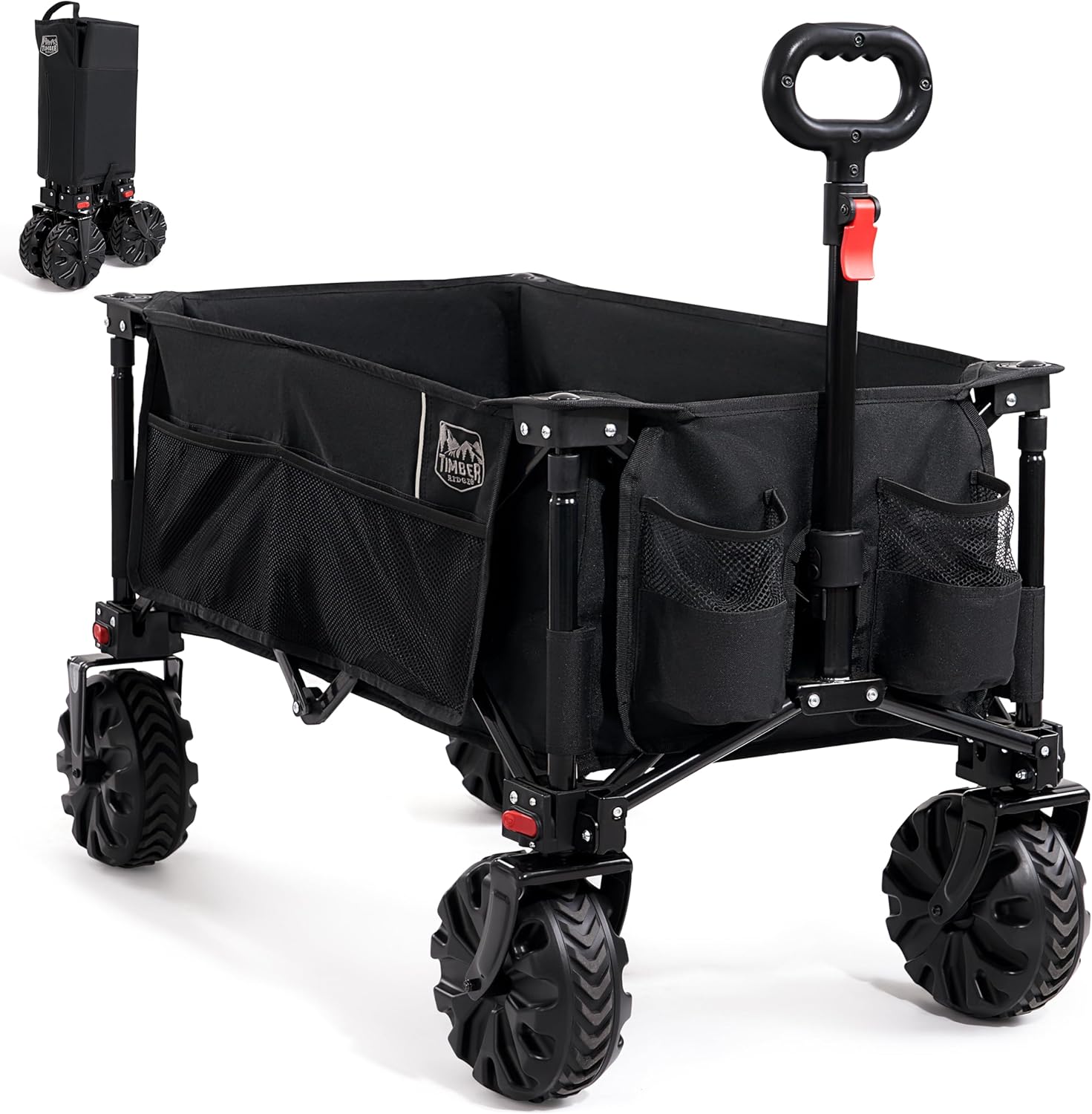 TIMBER RIDGE Festival Trolley Detachable Big Wheels 100kg Capacity Collapsible F...