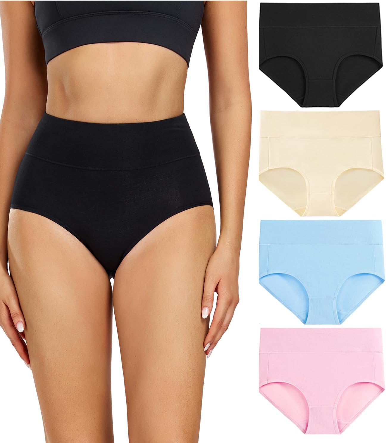 wirarpa Ladies Knickers Cotton Full Briefs High Waisted Underwear Panties for Wo...