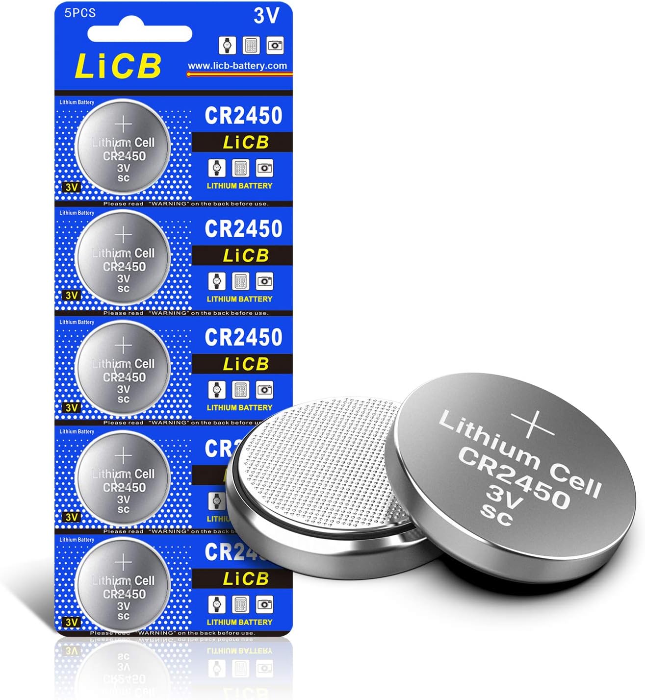 LiCB CR2450 CR 2450 3V Lithium Battery(5PCS)