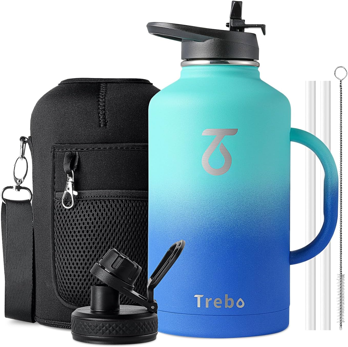 Insulated Water Bottle 2L, Trebo Stainless Steel Water Bottle Large Metal Bottle...