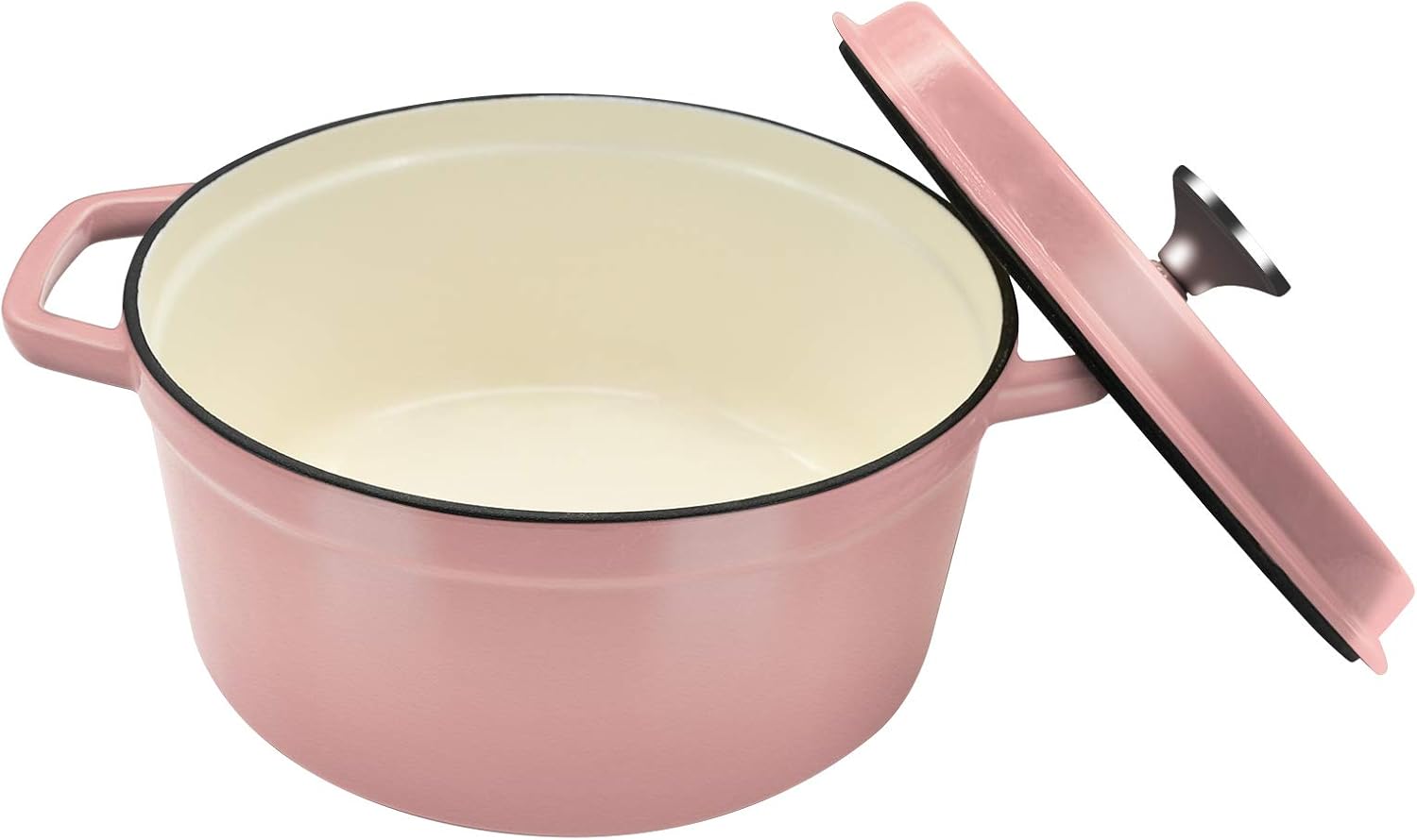 Dutch Oven 4 Quart Pink, Dutch Oven Pot with Lid Household, French Oven, Enamele...