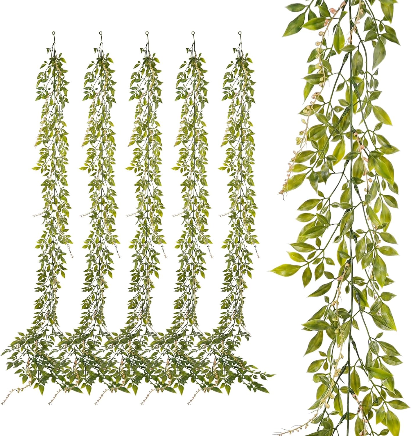6 Pack 5.57ft Artificial Greenery Garland, Willow Leaf Garland for Room Decor, G...