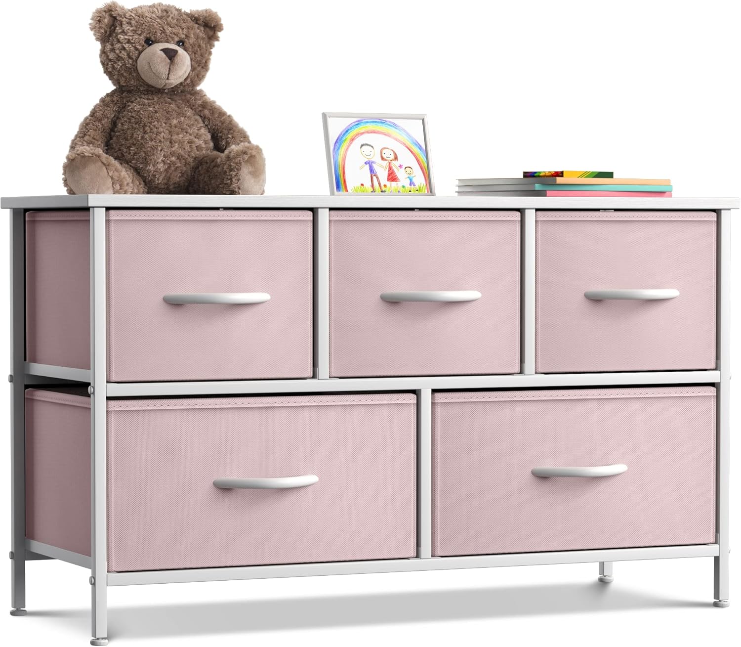 Sorbus Kids Dresser with 5 Drawers - Storage Chest Organizer Unit with Steel Fra...